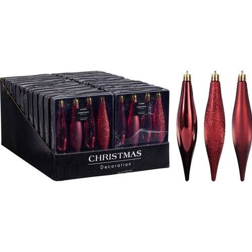 burgundy hanging icicle ornaments 150mm set of four