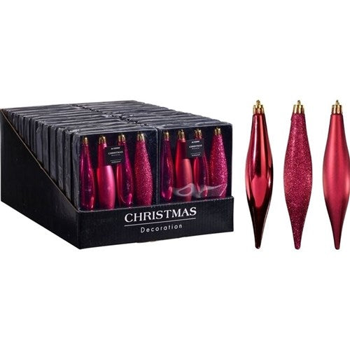 berry 150mm hanging icicle ornaments set of four