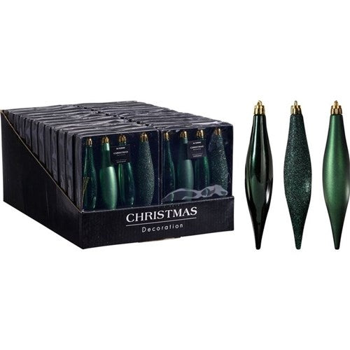 green hanging icicle Christmas ornaments 150mm set of four