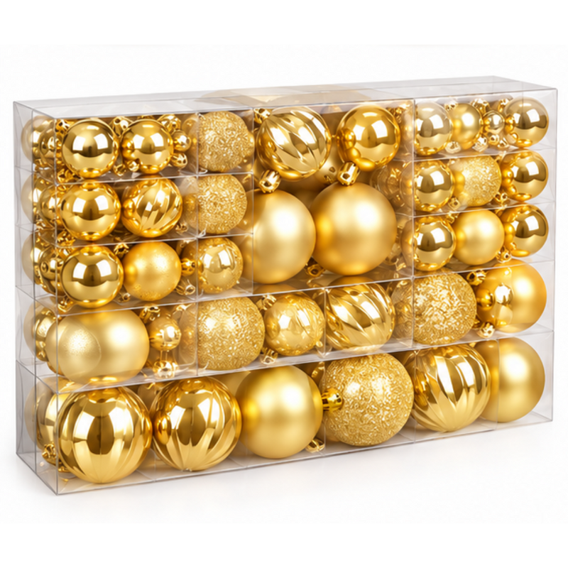 Christmas Baubles pack of 100 Gold Asst sizes