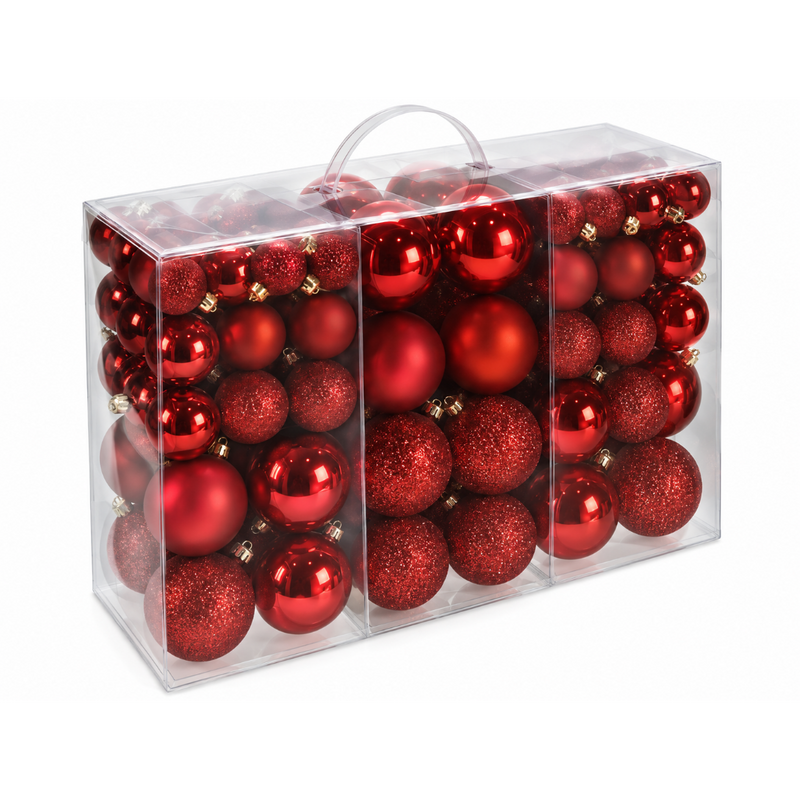 Christmas Baubles pack of 100 Red Asst sizes