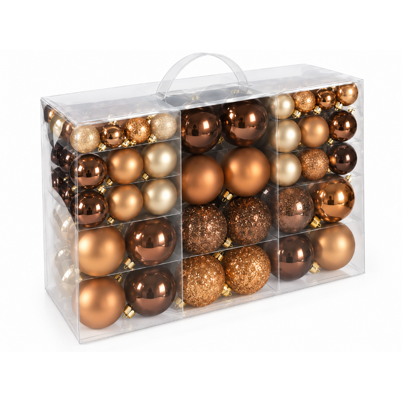 Christmas Baubles pack of 100 Amber Asst sizes