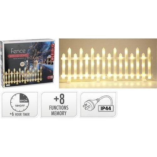 8 piece warm white Christmas fence light 2.84m IP44