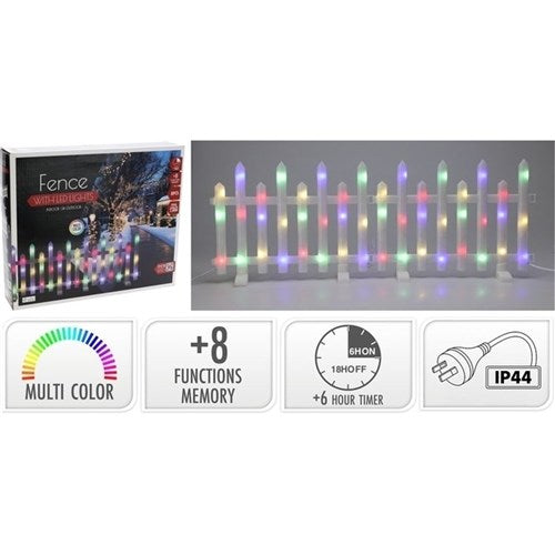 8 piece multicolour Christmas fence lights 2.84m IP44