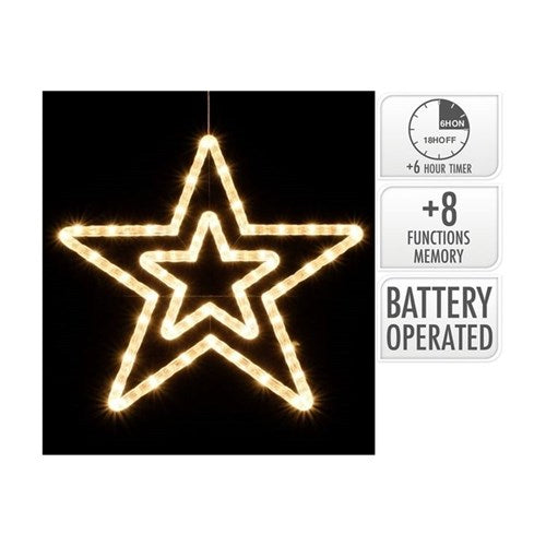 37cm warm white star decoration with 40 LEDs and 8 functions