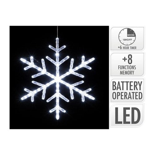 white snowflake Christmas decoration 40 LEDs 38cm 8 functions