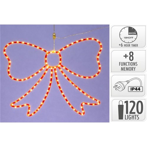 red Christmas bow 120 micro LED 55 x 49cm IP44