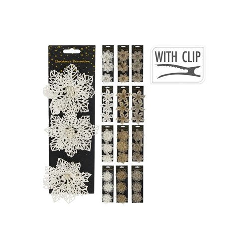 glitter flower on clip Christmas decoration set
