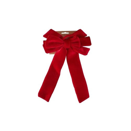 49cm velvet hanging Christmas bow with two layers and eight loops