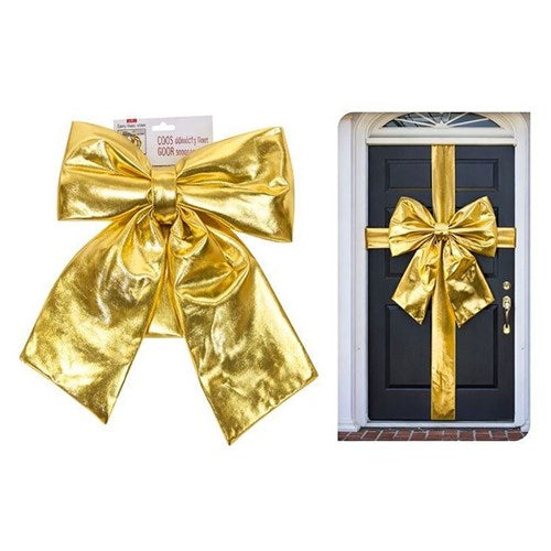 gold shiny Christmas door bow 33 x 40cm