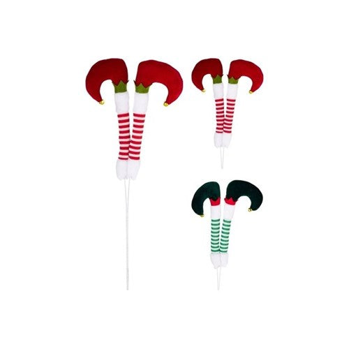 60cm plush elf legs on stick assorted Christmas decoration