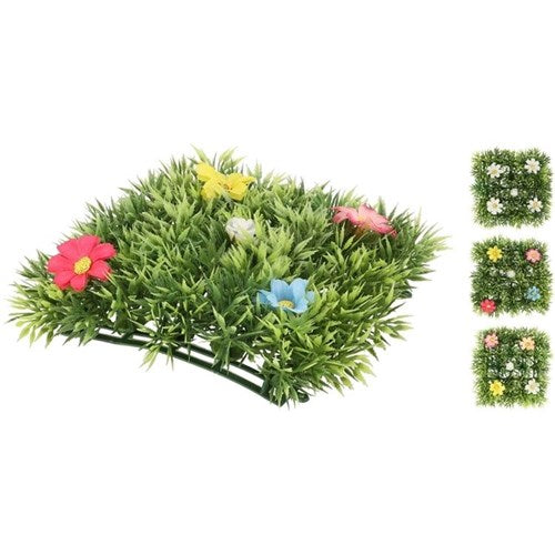 10x10cm artificial grass mat with flowers