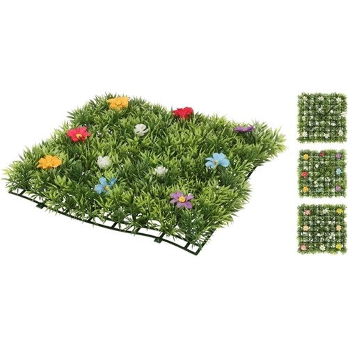 25x25cm artificial grass mat with flowers
