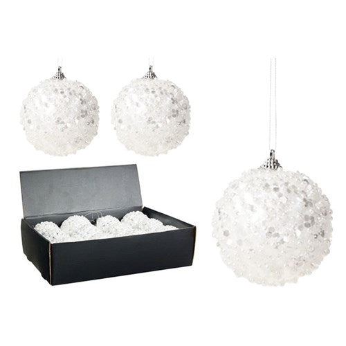 80mm polyfoam Christmas bauble with sequins and glitter
