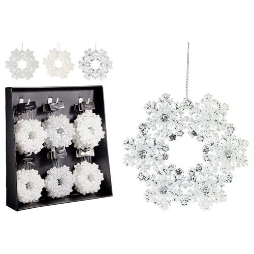 12cm glitter wreath hanging Christmas ornament assorted