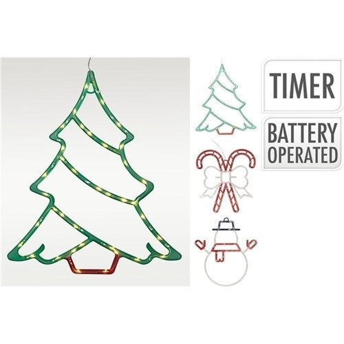 35cm Christmas silhouette 60 warm white LEDs battery operated assorted design