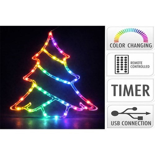 37 LED RGB colour changing Christmas tree USB 31 x 38cm