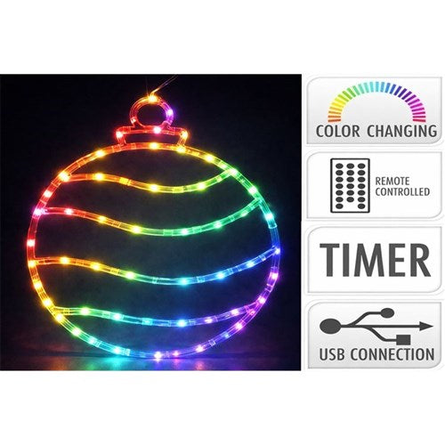 52 LED RGB colour changing ball Christmas light USB 31 x 37cm