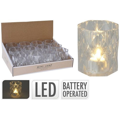 transparent warm white LED votive candle battery operated