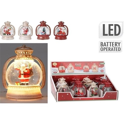 13cm warm white LED Christmas lantern four assorted designs