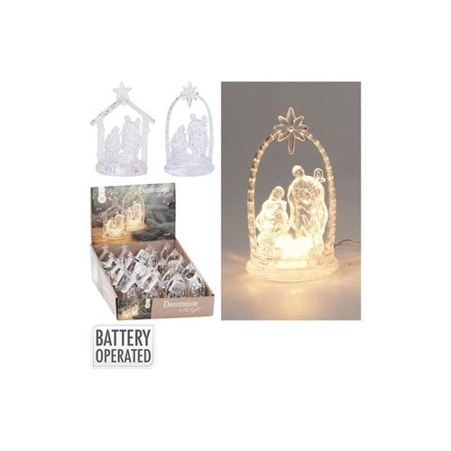 12 cm acrylic LED nativity scene, battery powered