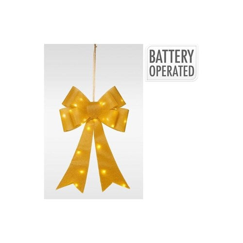 61 cm gold LED bow with 25 lights