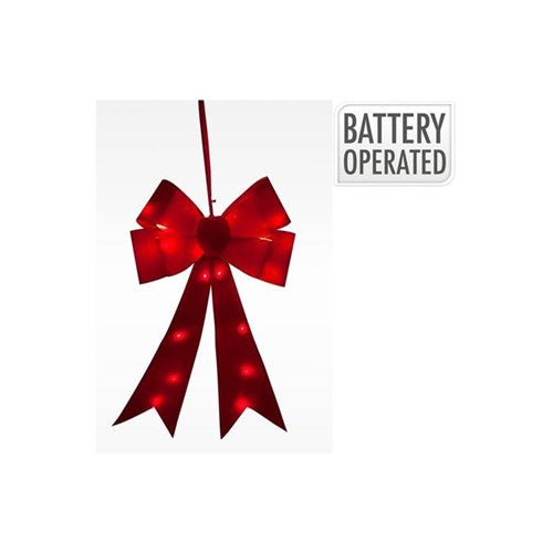 61 cm red LED bow with 25 lights