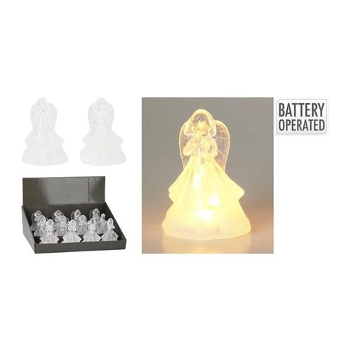 Two assorted 15 cm warm white LED angel figures