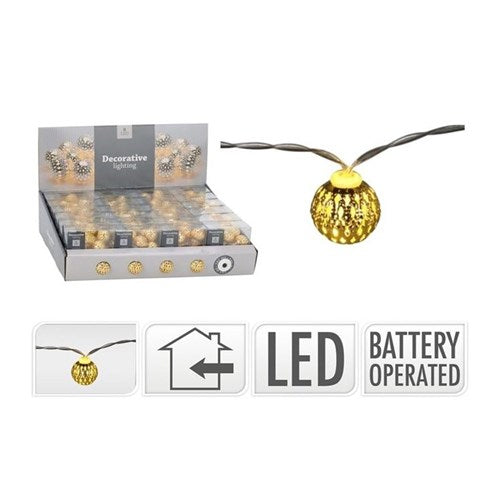Set of gold metal decorative LEDs, 8 lights