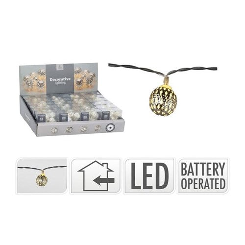 Set of silver metal decorative LEDs, 8 lights