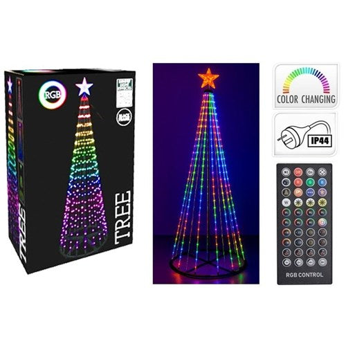 275cm Christmas light tree 910 LED red green blue remote IP44