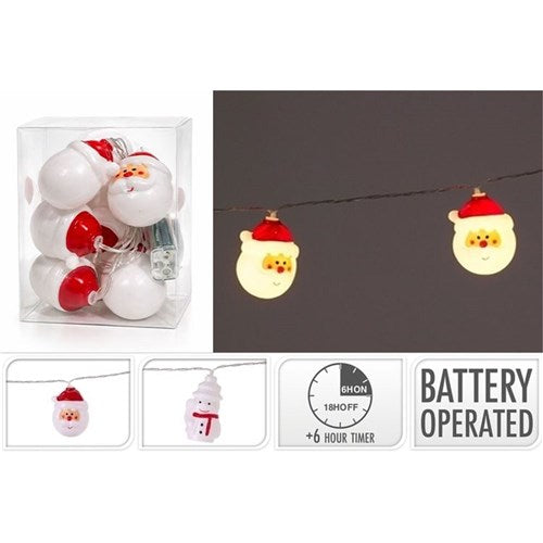 10 LED battery operated Santa and snowman Christmas decorative light