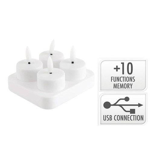 4cm warm white LED tealight candles pack of 4