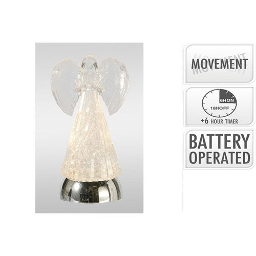 24cm Christmas angel water glitter warm white LED
