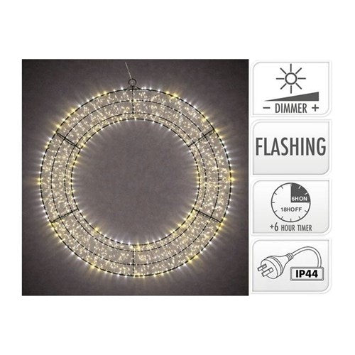 50cm wreath with 720 warm white LEDs and 4 functions