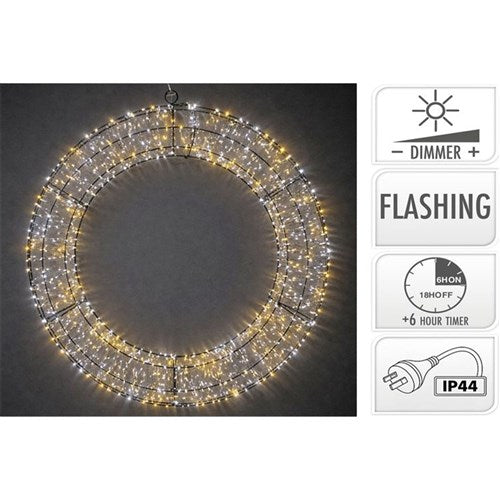 50cm wreath with 720 warm white and amber LEDs 4 functions