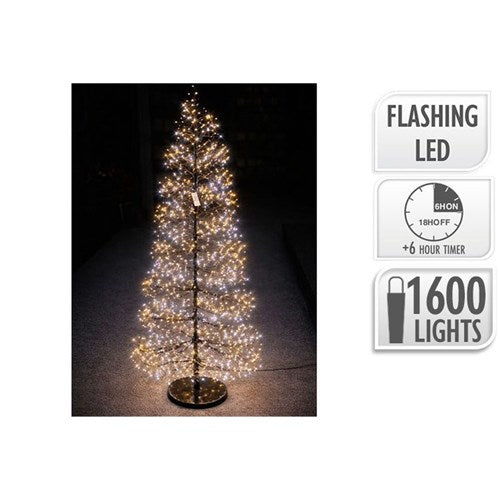150cm tree with 1600 warm white and amber LEDs 4 functions