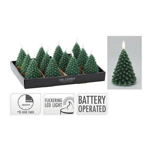 11 cm dark green tree shaped LED candle