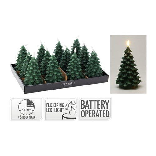 17 cm dark green tree shaped LED candle