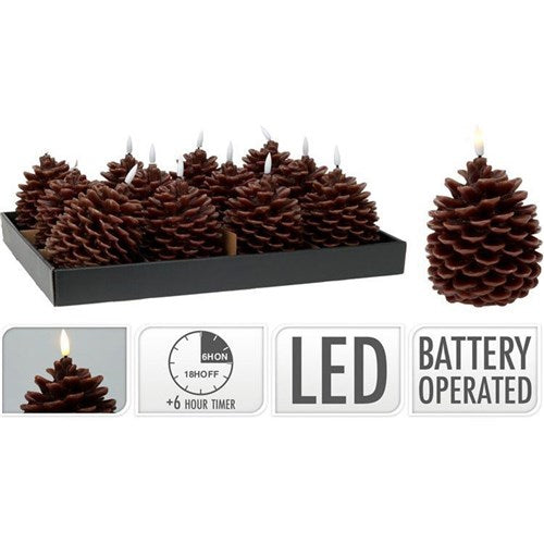 13 cm pine cone LED candle, battery operated