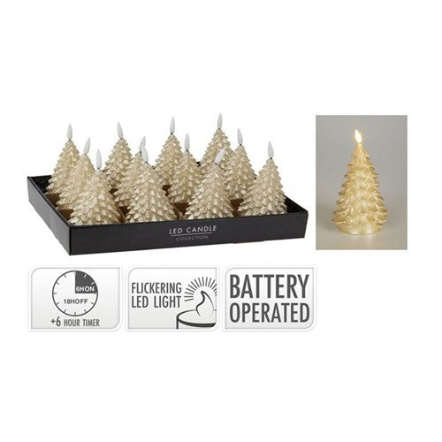11 cm gold tree shaped LED candle