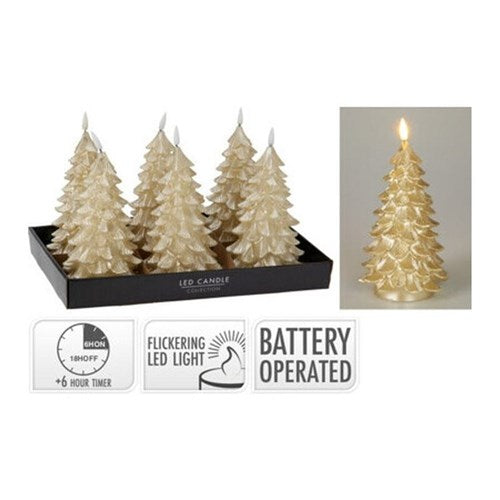 19 cm gold tree shaped LED candle