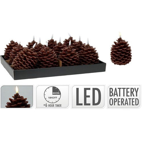 7 cm brown pinecone shaped LED candle