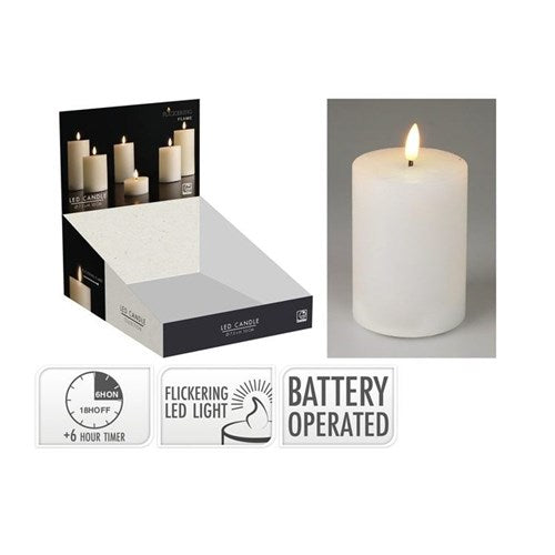 White LED candle 75 x 100 mm, battery powered