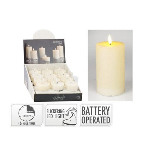Ivory LED candle 75 x 125 mm, battery operated