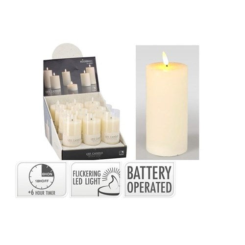 Tall ivory LED candle 75 x 150 mm