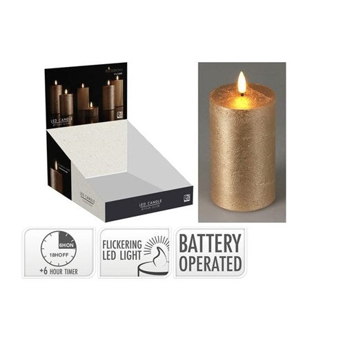 Gold LED candle 75 x 125 mm with timer