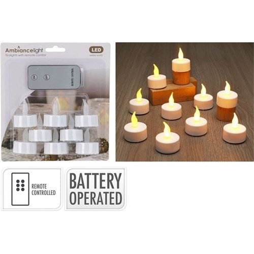 8 pack warm white LED tealight candles with remote