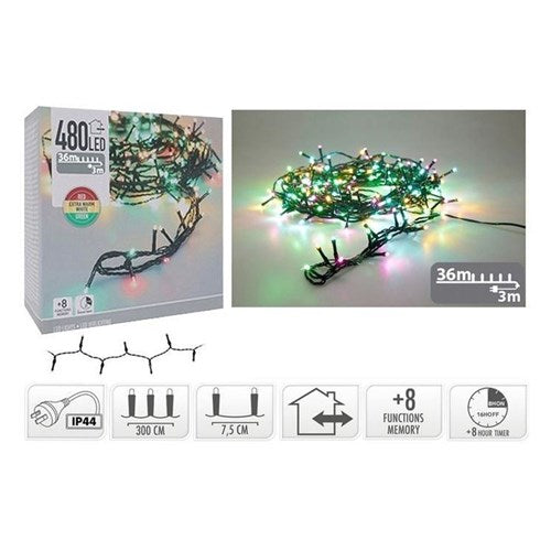 480 LED Macaron fairy lights 36m with 8 functions memory and timer
