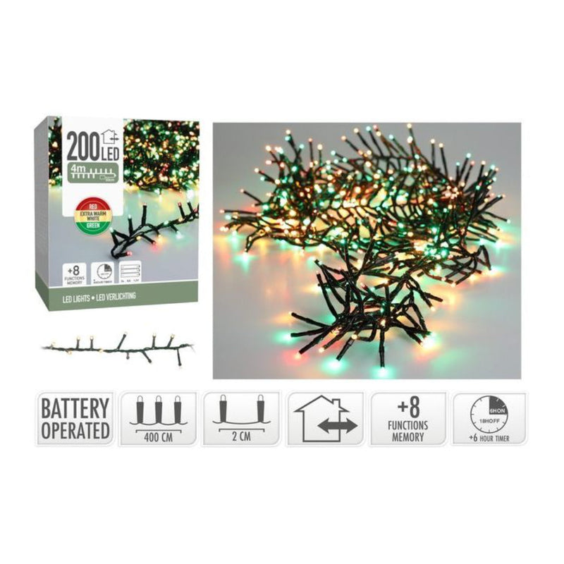 Ronis Snake Lights 200Led Christmas Ip44 Battery Operated 4M